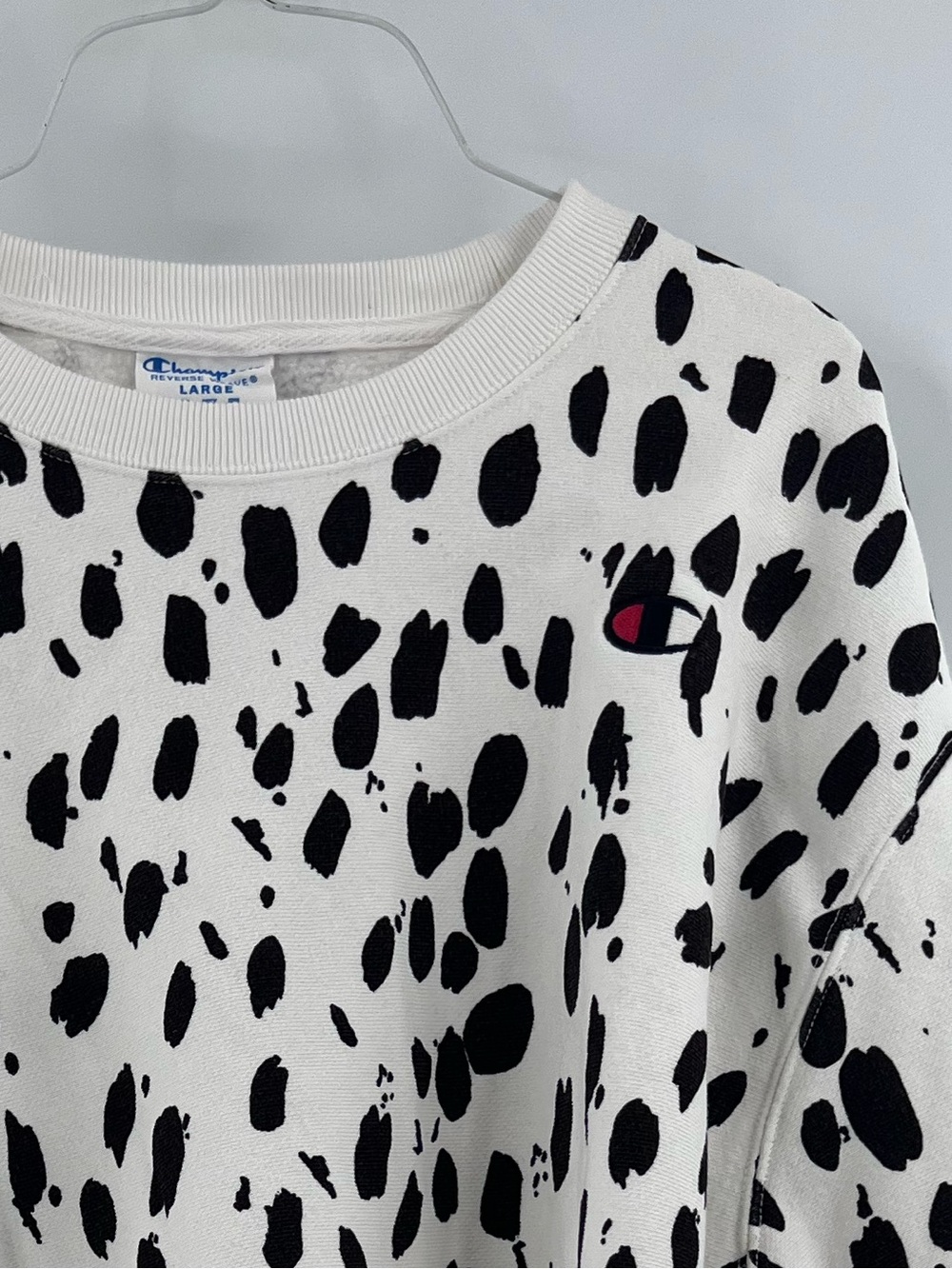 Champion Reverse Weave Dalmatian Print Cropped Sweatshirt large - Picture 5 of 12